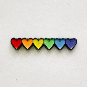 8/$40 Row Of Rainbow Pride Hearts Enamel Pin